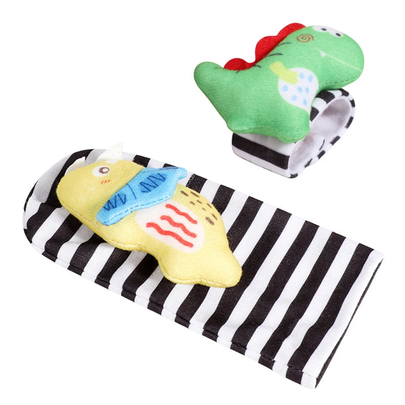 Baby Wrist Rattles & Animal Socks Set – Sensory Toys for Newborns (0–12M)