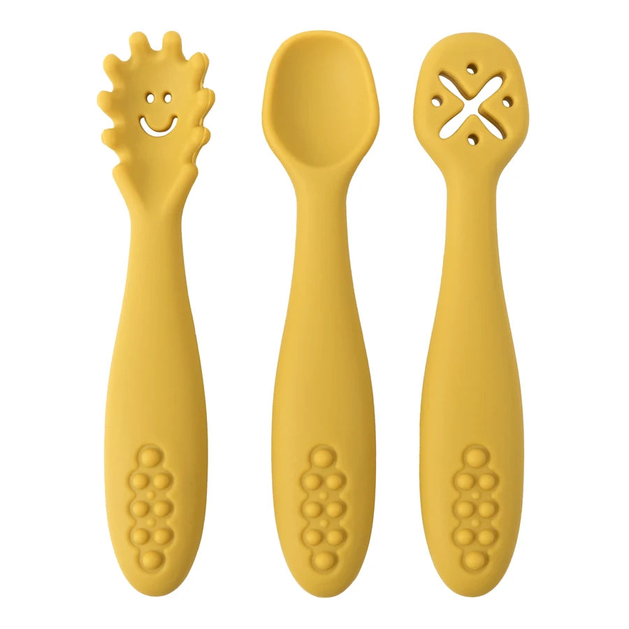 Silicone Baby Self-Feeding Set — 3-Piece Spoon, Fork & Masher | 6M+ - photo 9