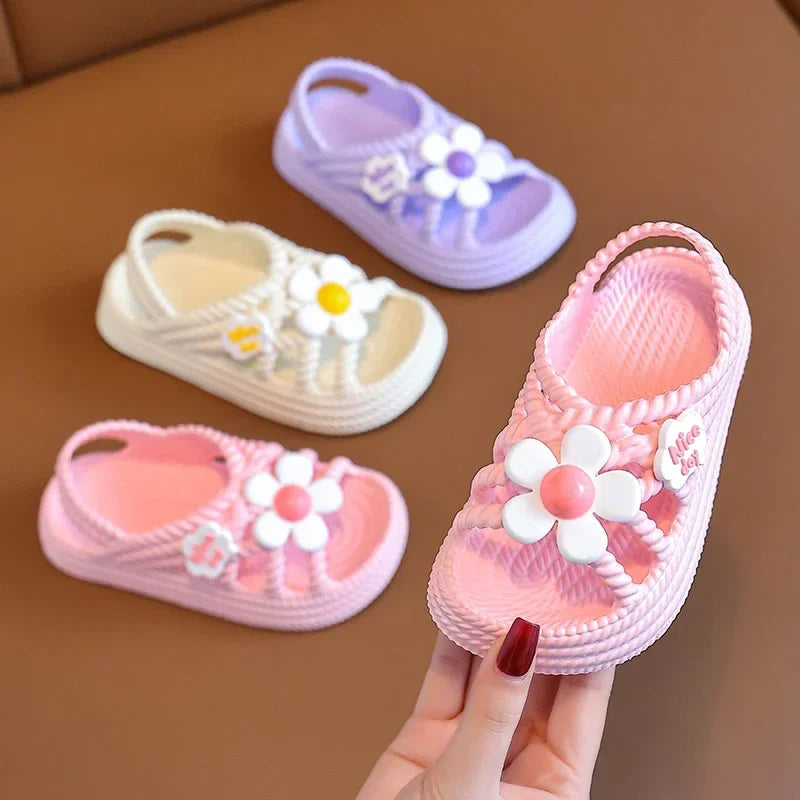 Girls flower summer sandals lightweight non-slip