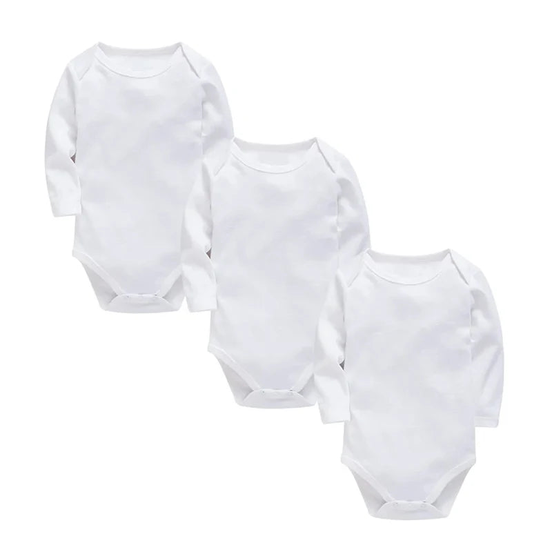 Baby 100% cotton white bodysuit multipack long sleeve