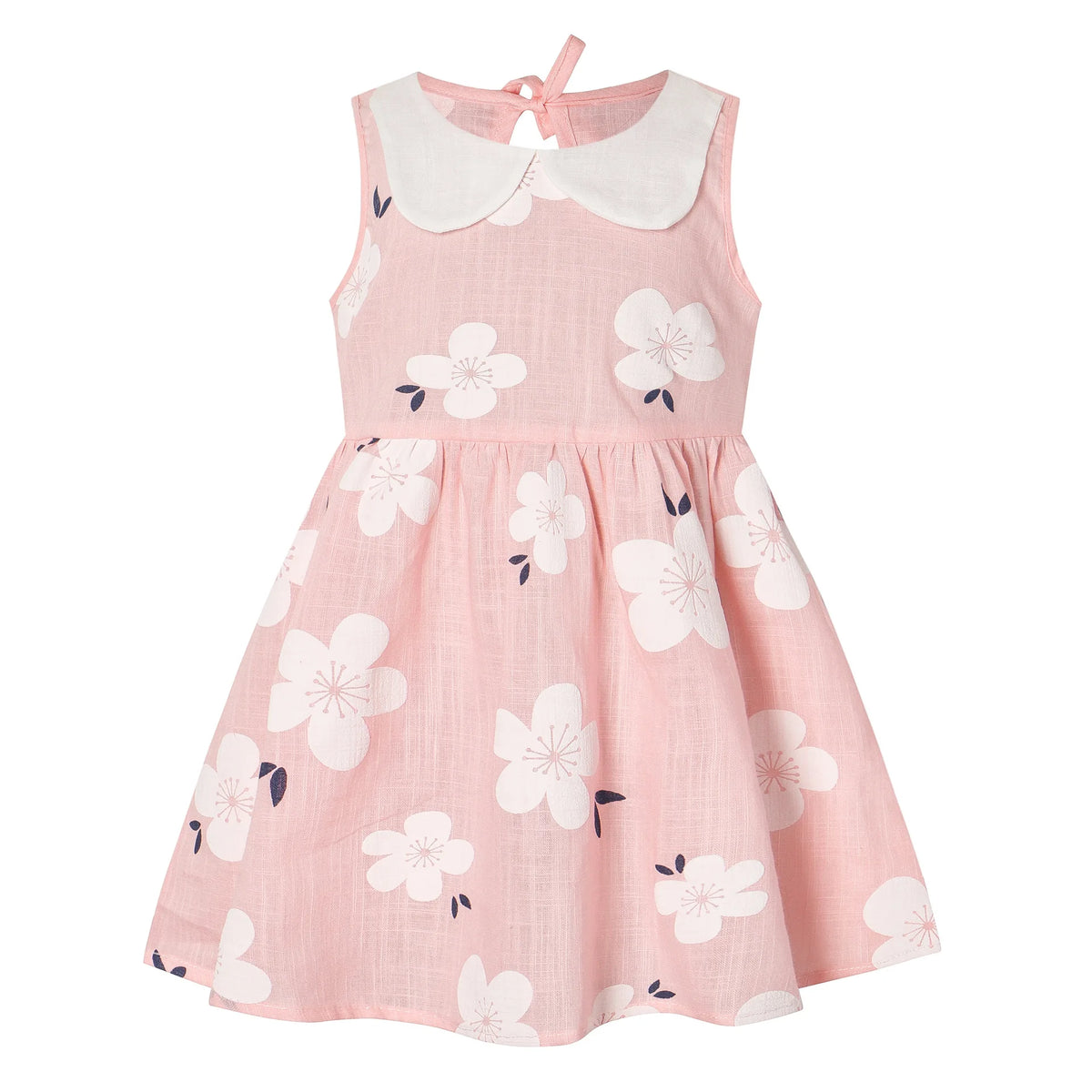 Girls Cotton Linen Peter Pan Collar Sleeveless Dress - photo 5