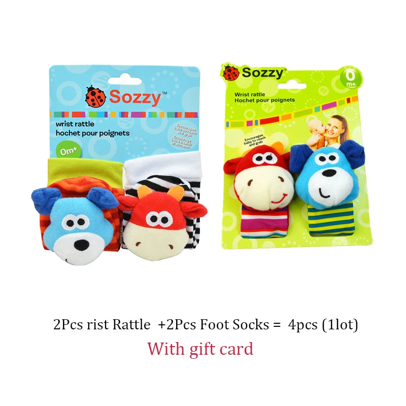 Baby Wrist Rattles & Animal Socks Set – Sensory Toys for Newborns (0–12M)
