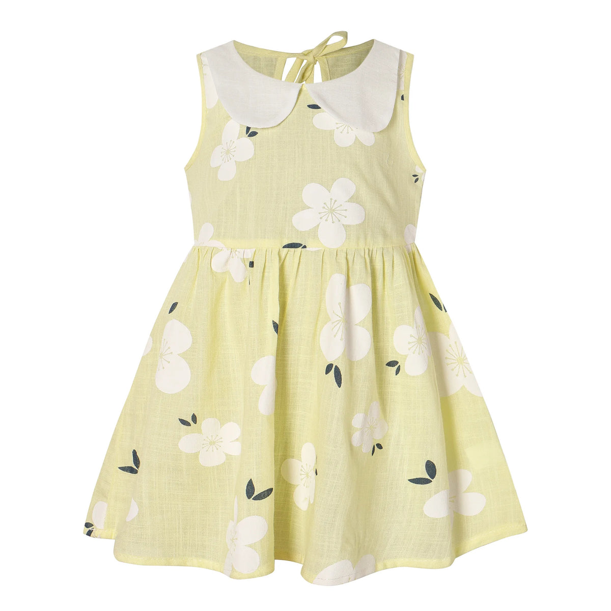Girls Cotton Linen Peter Pan Collar Sleeveless Dress - photo 9