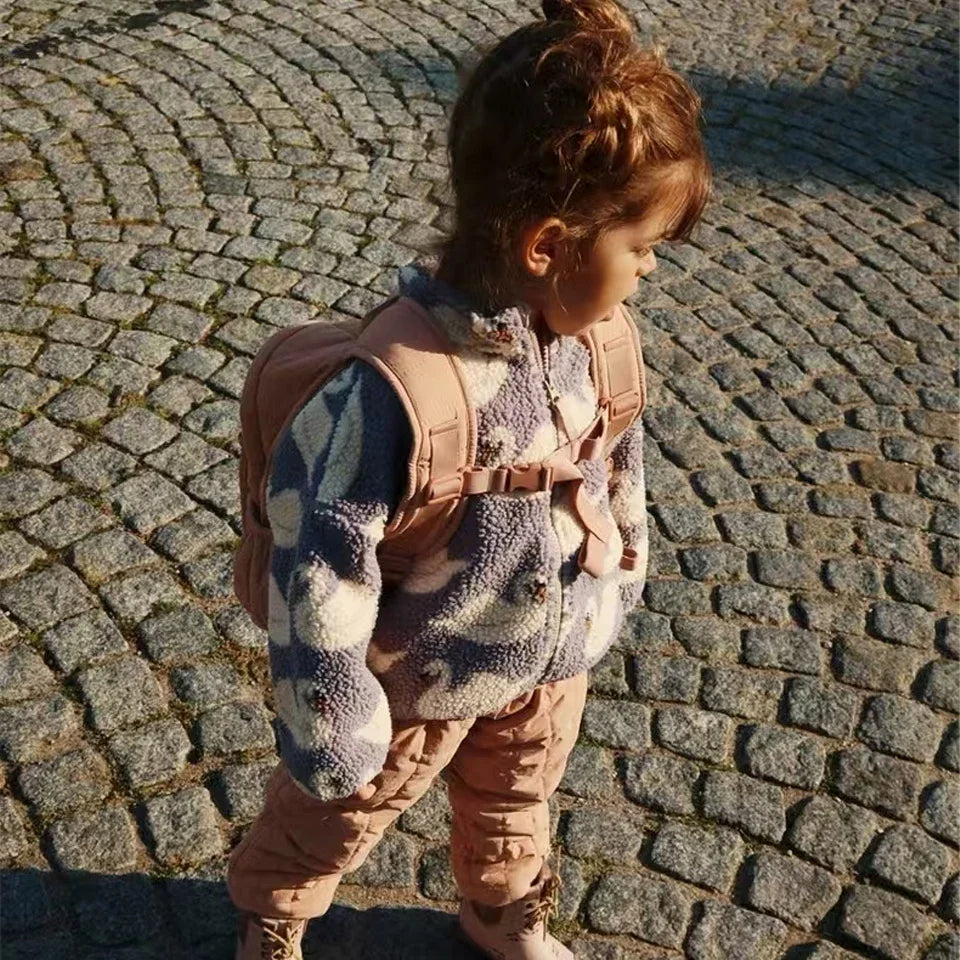 Baby Cotton Fleece Jacket — Lambswool Embroidered Coat | 6M–7Y