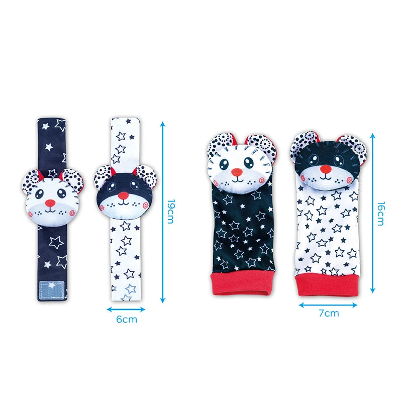 Baby Wrist Rattles & Animal Socks Set – Sensory Toys for Newborns (0–12M)