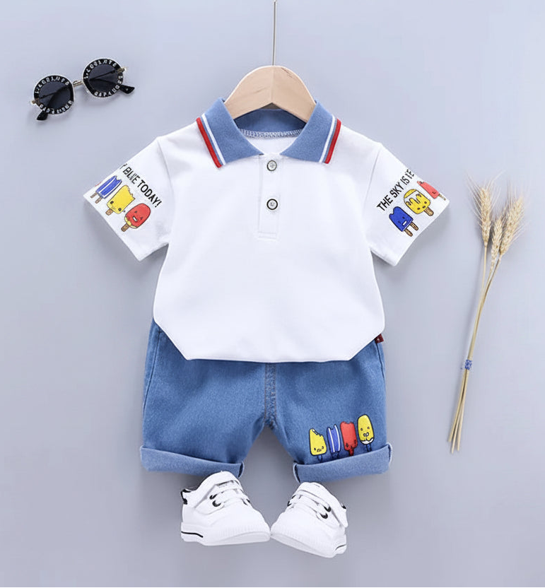Baby Boy Cotton T-Shirt & Shorts Set – Cartoon Print | 2–5Y - photo 6