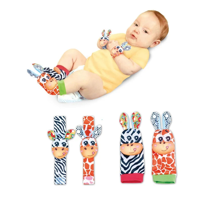Baby Wrist Rattles & Animal Socks Set – Sensory Toys for Newborns (0–12M)