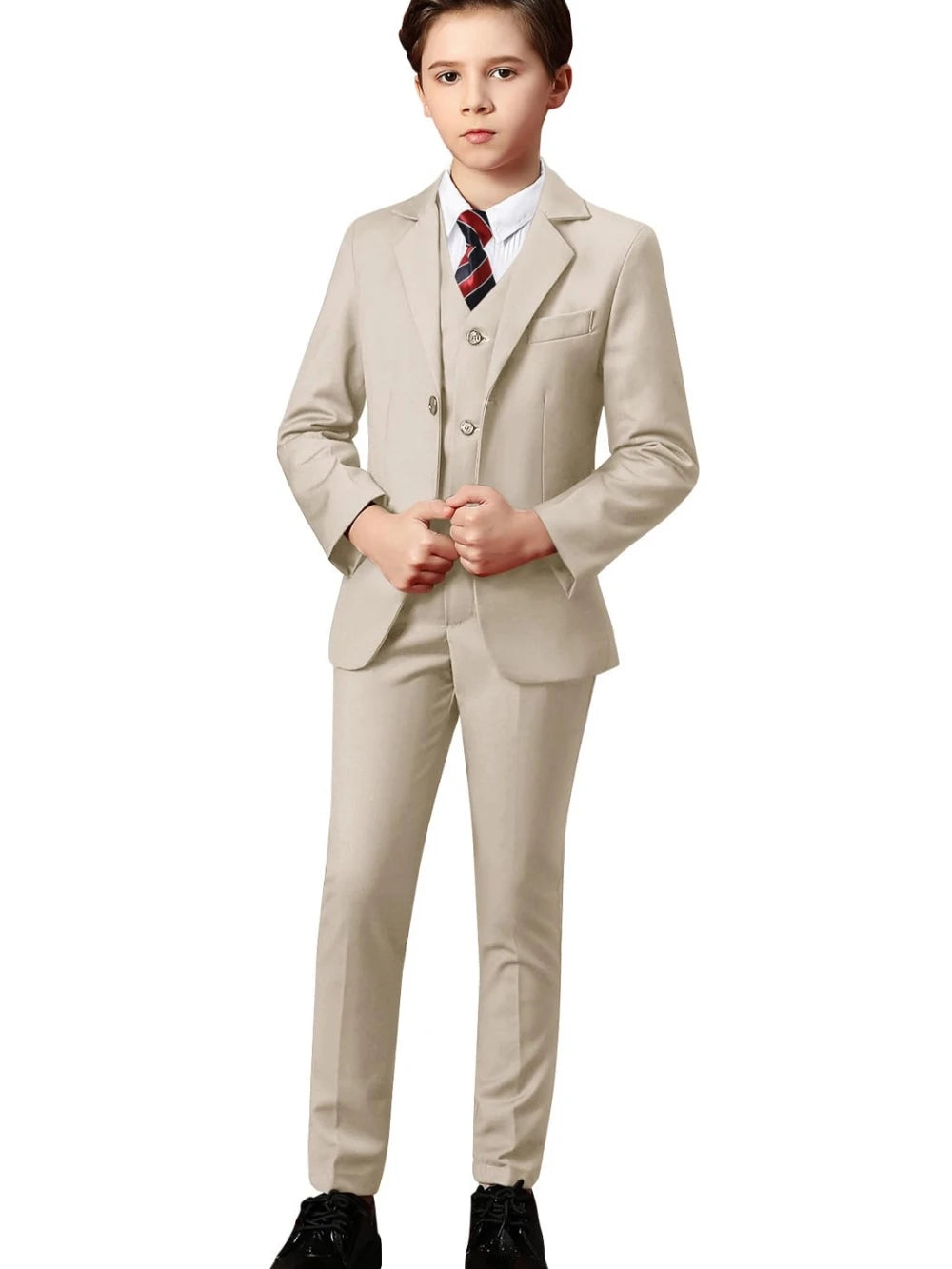 Boys Formal Suit 3-Piece 2-12Y — Notched Lapel Wedding Ring Bearer Outfit - photo 6