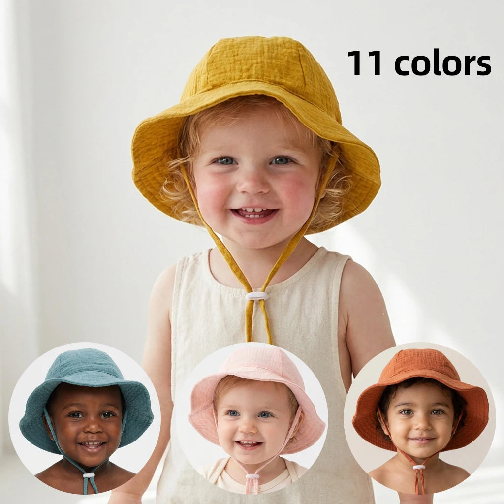 Baby cotton bucket sun hat breathable fisherman hat