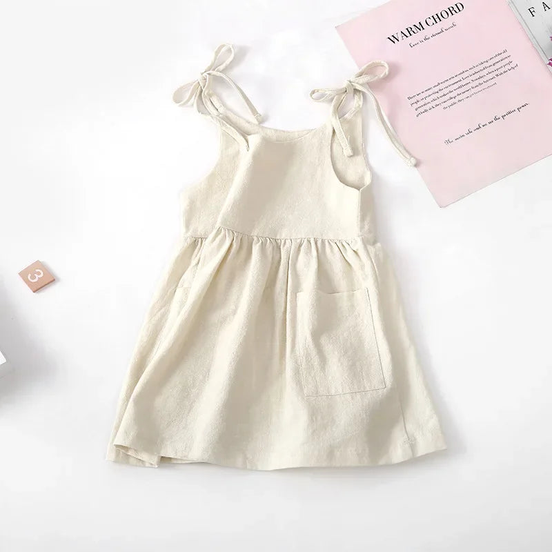 Girls Cotton Sundress - Solid Sleeveless Slip Dress 1-6Y - photo 4