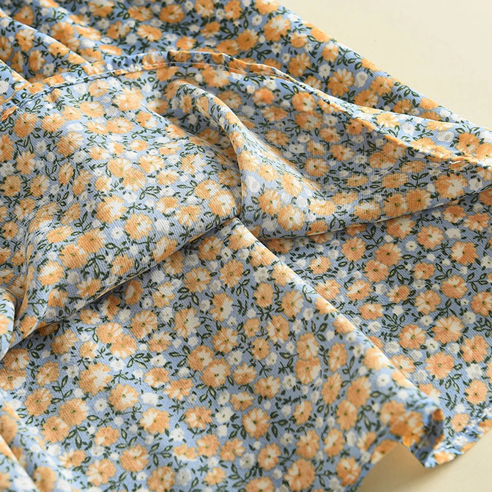 Girls Floral Summer Dress – Bow Peter Pan Collar A-Line Princess Dress