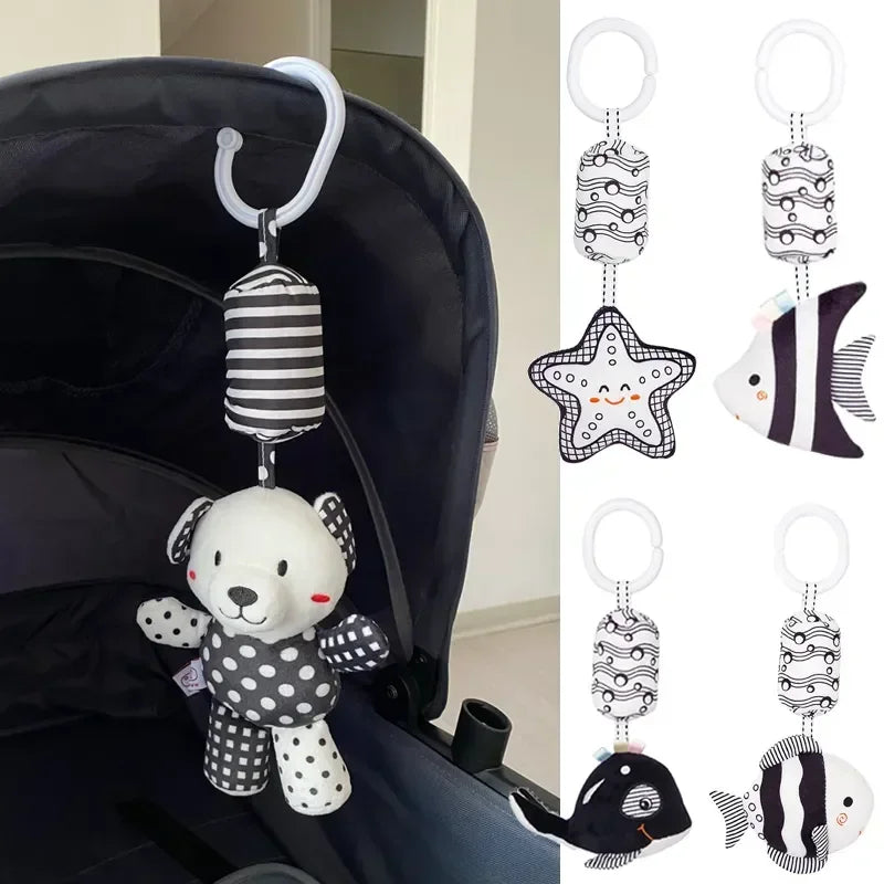 Baby crib hanging bell plush rattle sensory toy