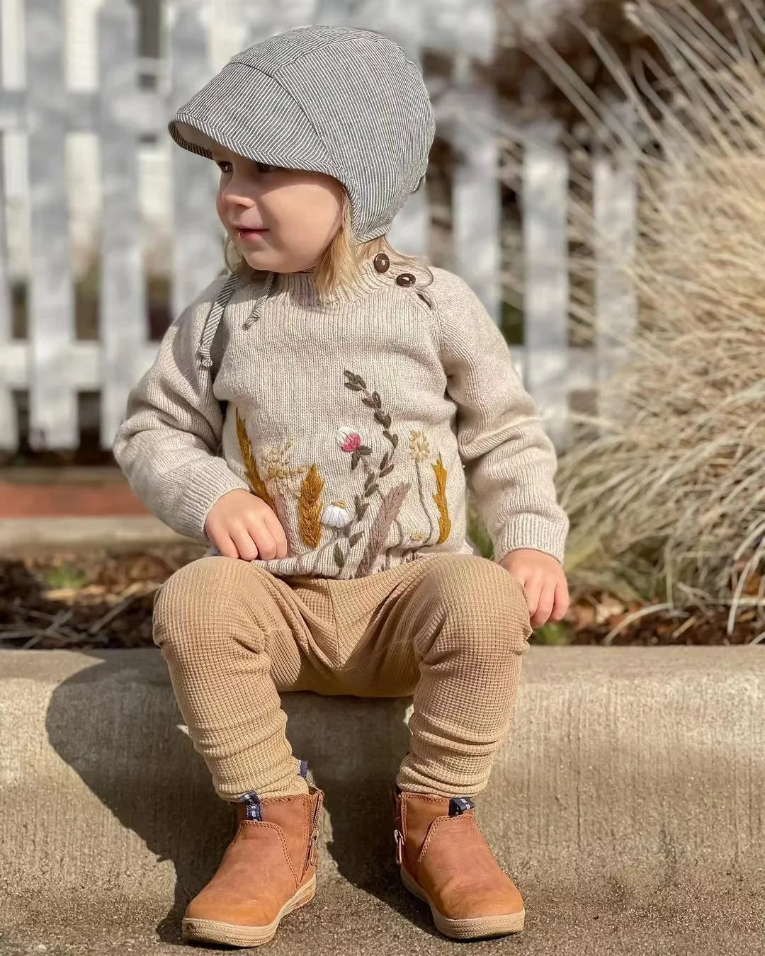 Embroidered Cotton Knit Cardigan Kids 18M-6Y — Soft Autumn Top - photo 1