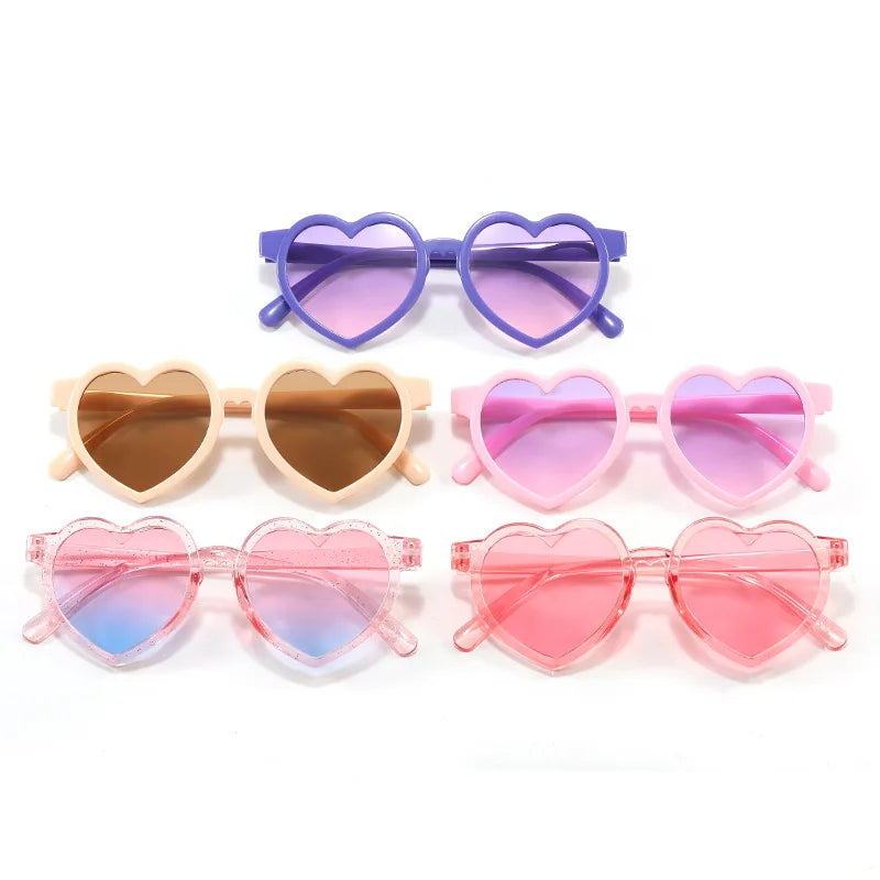 Heart-shaped kids sunglasses in six candy colours