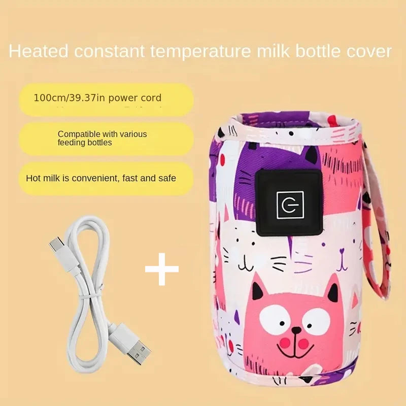 Portable USB Bottle Warmer with Insulated Bag – Travel-Friendly Milk Heater for Babies