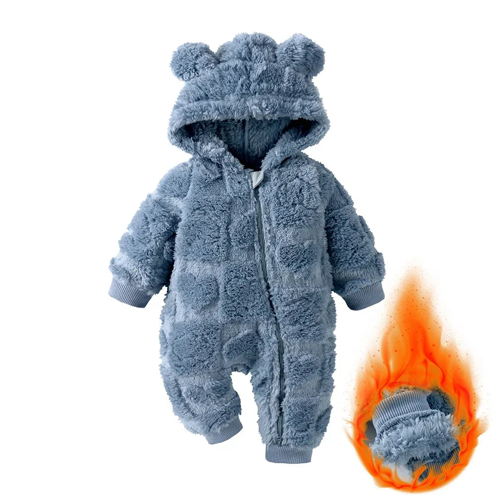 baby hooded flannel romper warm winter jumpsuit - photo 9