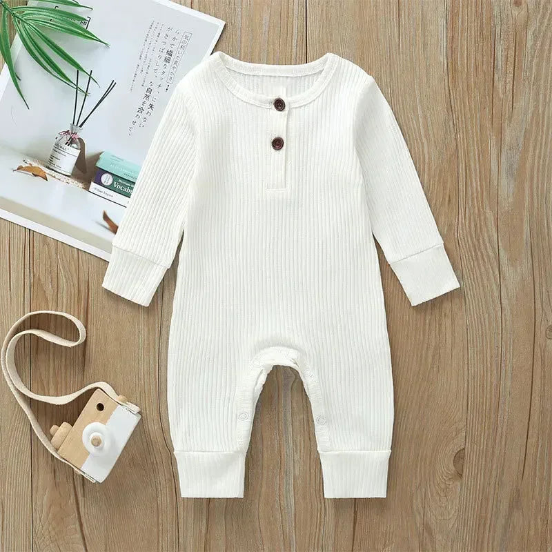 Ribbed cotton long-sleeve baby romper, unisex newborn playsuit - Kindle Kids ABC - view 5