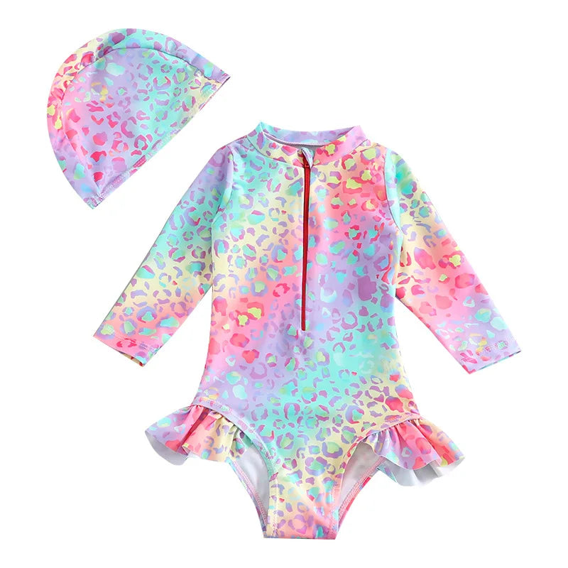 Toddler Girls Long-Sleeve Swimsuit & Sun Hat Set — photo 6