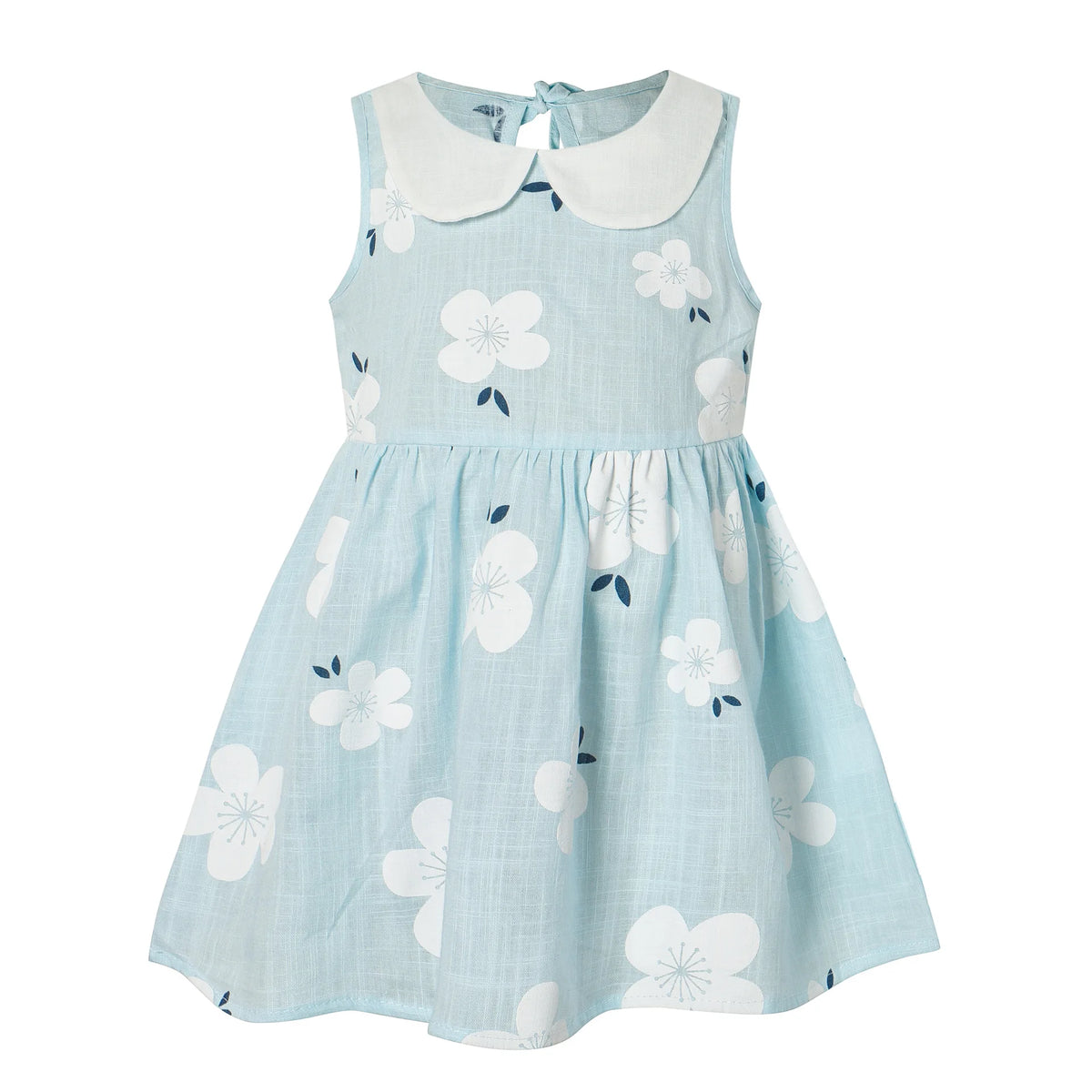 Girls Cotton Linen Peter Pan Collar Sleeveless Dress - photo 7