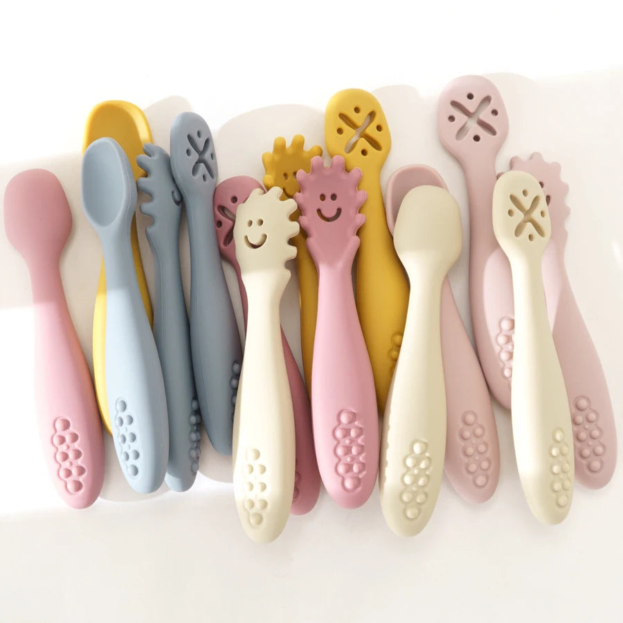 Silicone Baby Self-Feeding Set — 3-Piece Spoon, Fork & Masher | 6M+ - photo 2