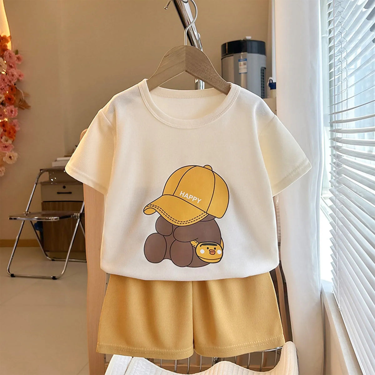Boys' Bear Print Tracksuit Set – 2-Piece Cotton T-Shirt & Shorts - photo 7