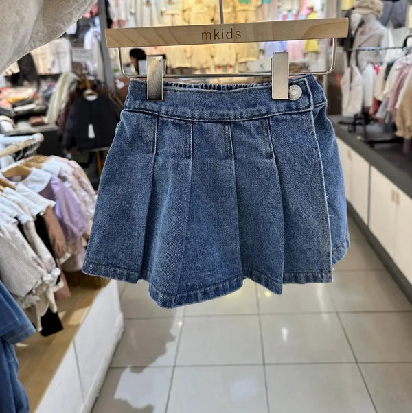 Girls Denim Skirt 2-16Y — Pleated Cozy Summer with Pockets - photo 1
