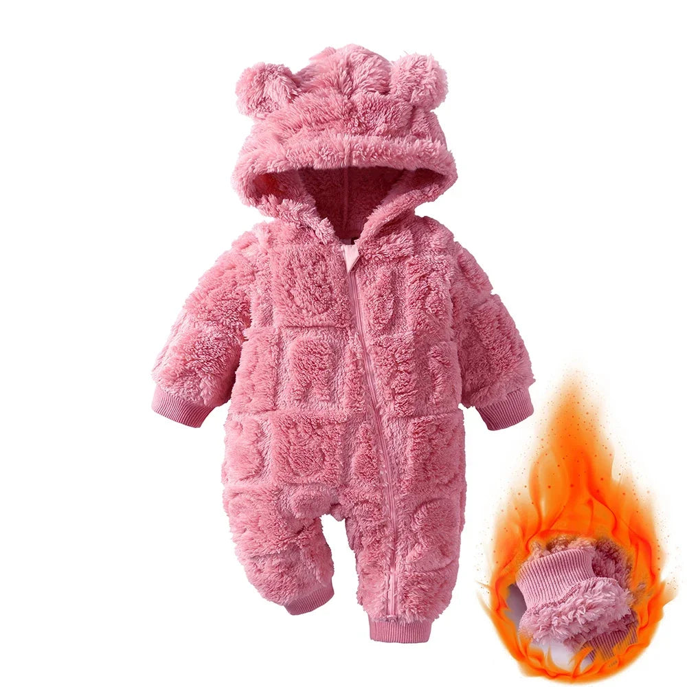 baby hooded flannel romper warm winter jumpsuit - photo 8