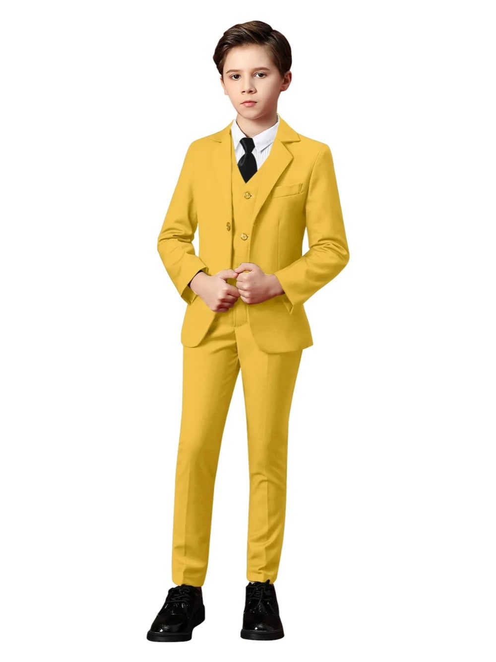 Boys Formal Suit 3-Piece 2-12Y — Notched Lapel Wedding Ring Bearer Outfit - photo 8