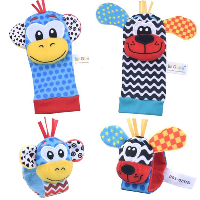 Baby Wrist Rattles & Animal Socks Set – Sensory Toys for Newborns (0–12M)