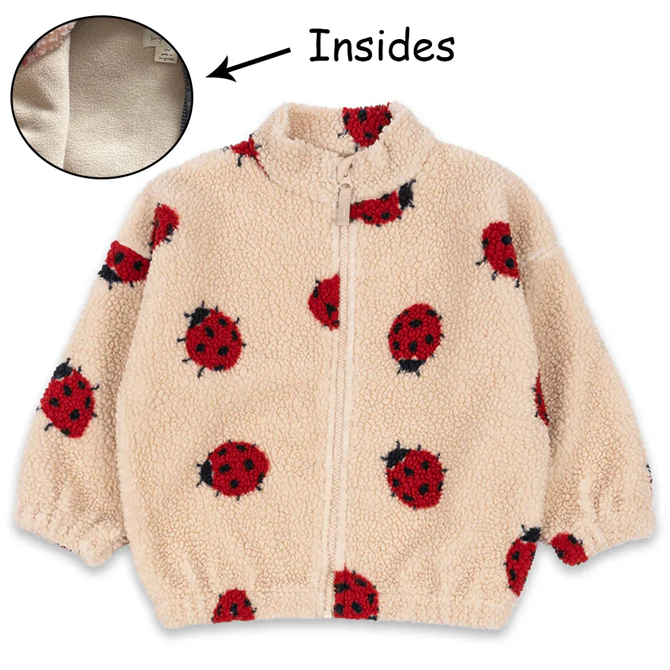 Baby Cotton Fleece Jacket — Lambswool Embroidered Coat | 6M–7Y