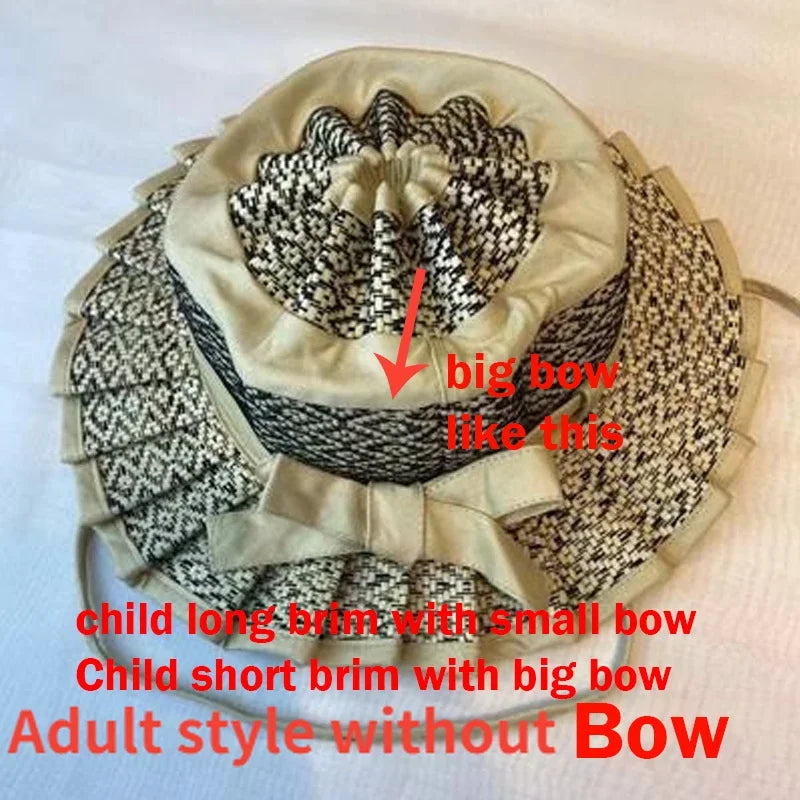 Panama Straw Sun Hat - Foldable Hand-Woven with Plaid Bow - Kids & Adults - photo 16