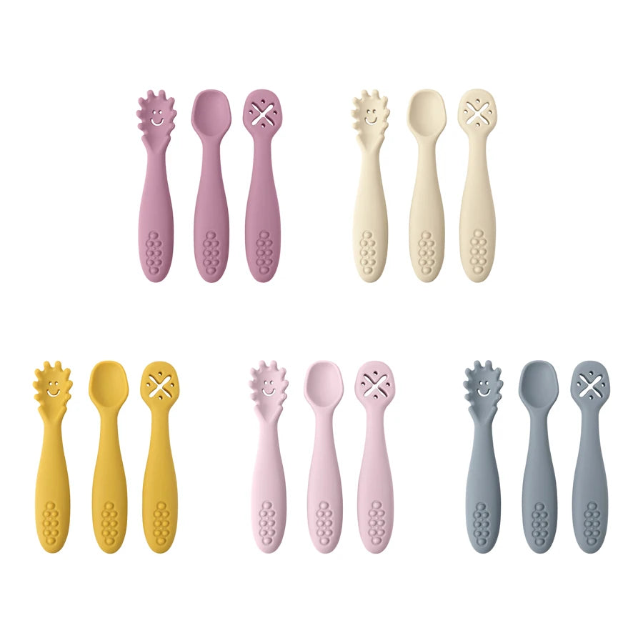 Baby learning spoons 3-pack soft silicone weaning utensils set