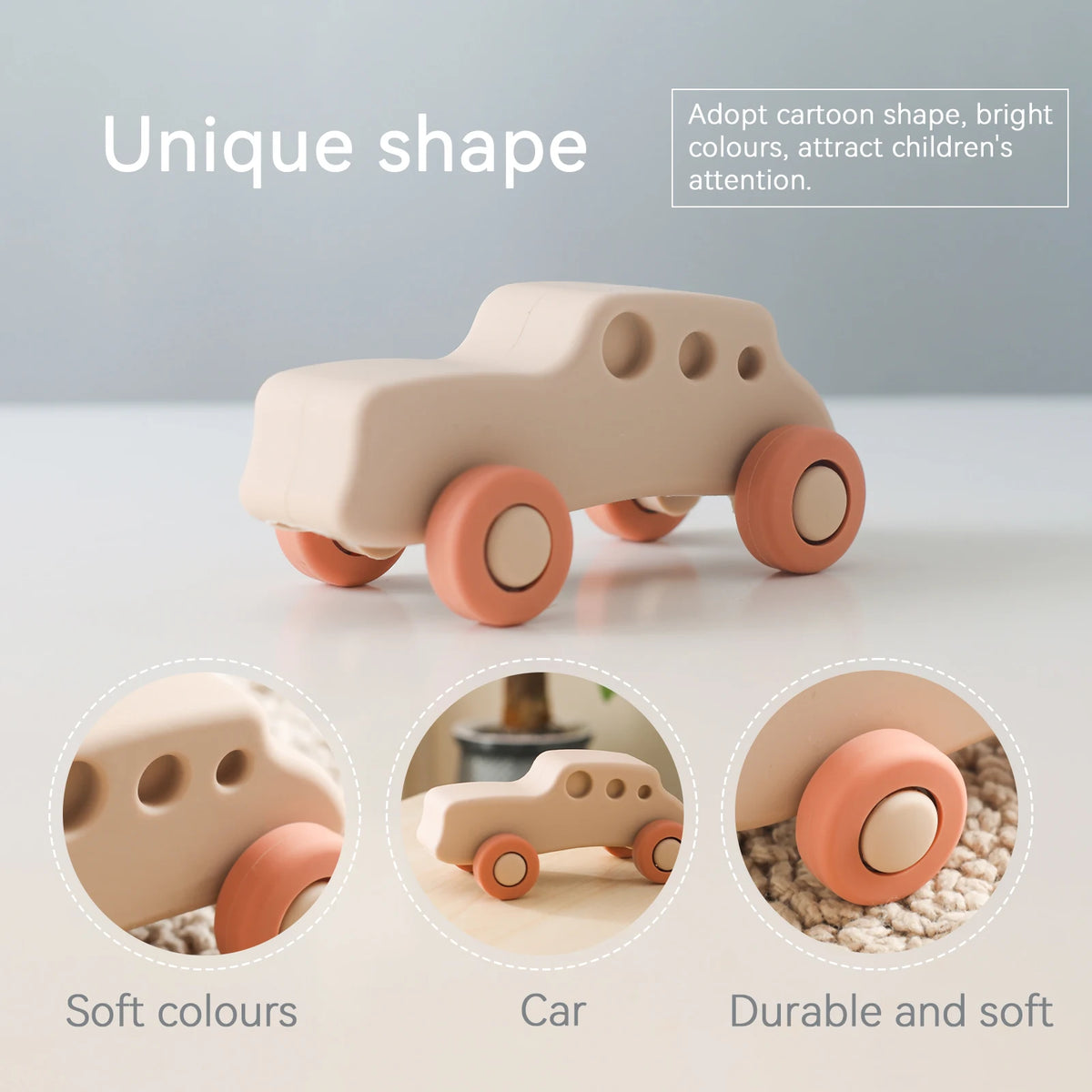 Montessori silicone car teether sensory baby toy
