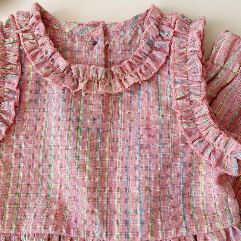 Girls' Pink Checkered Top & Pants Set - Kindle Kids ABC