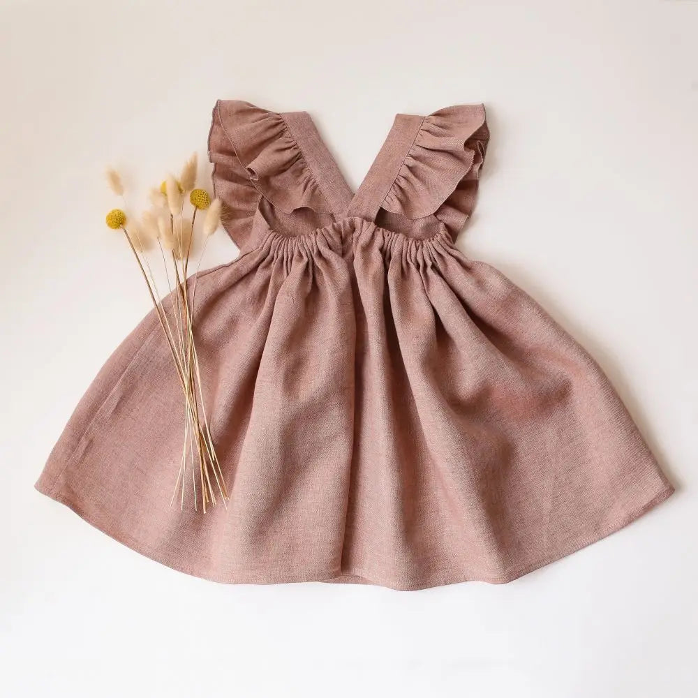 Toddler Girls Linen Cotton Beach Holiday Dress - photo 3