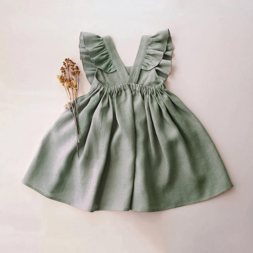 Toddler Girls Linen Cotton Beach Holiday Dress - photo 2