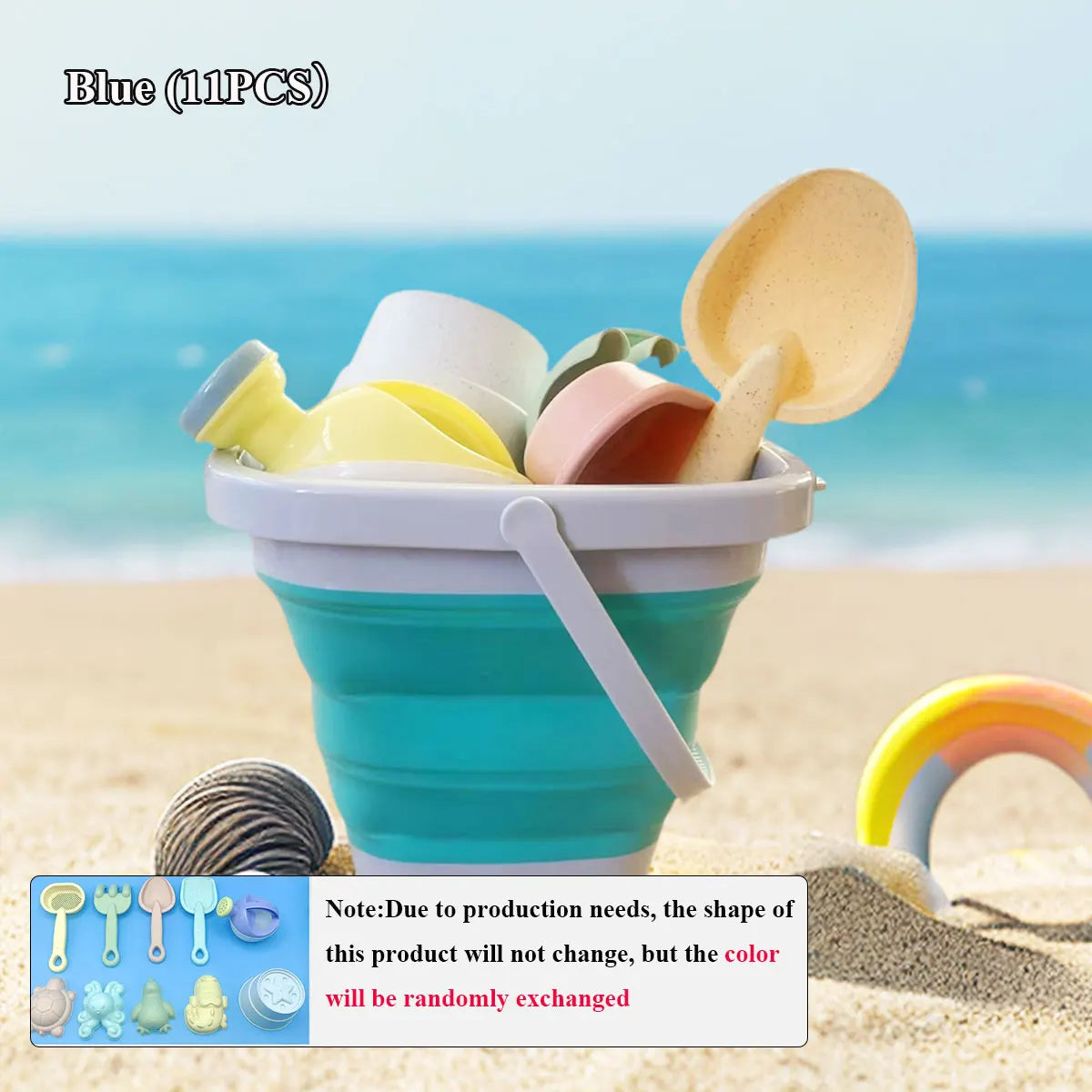 Kids Beach Sand Play Set - Folding Bucket & Tools - photo 8