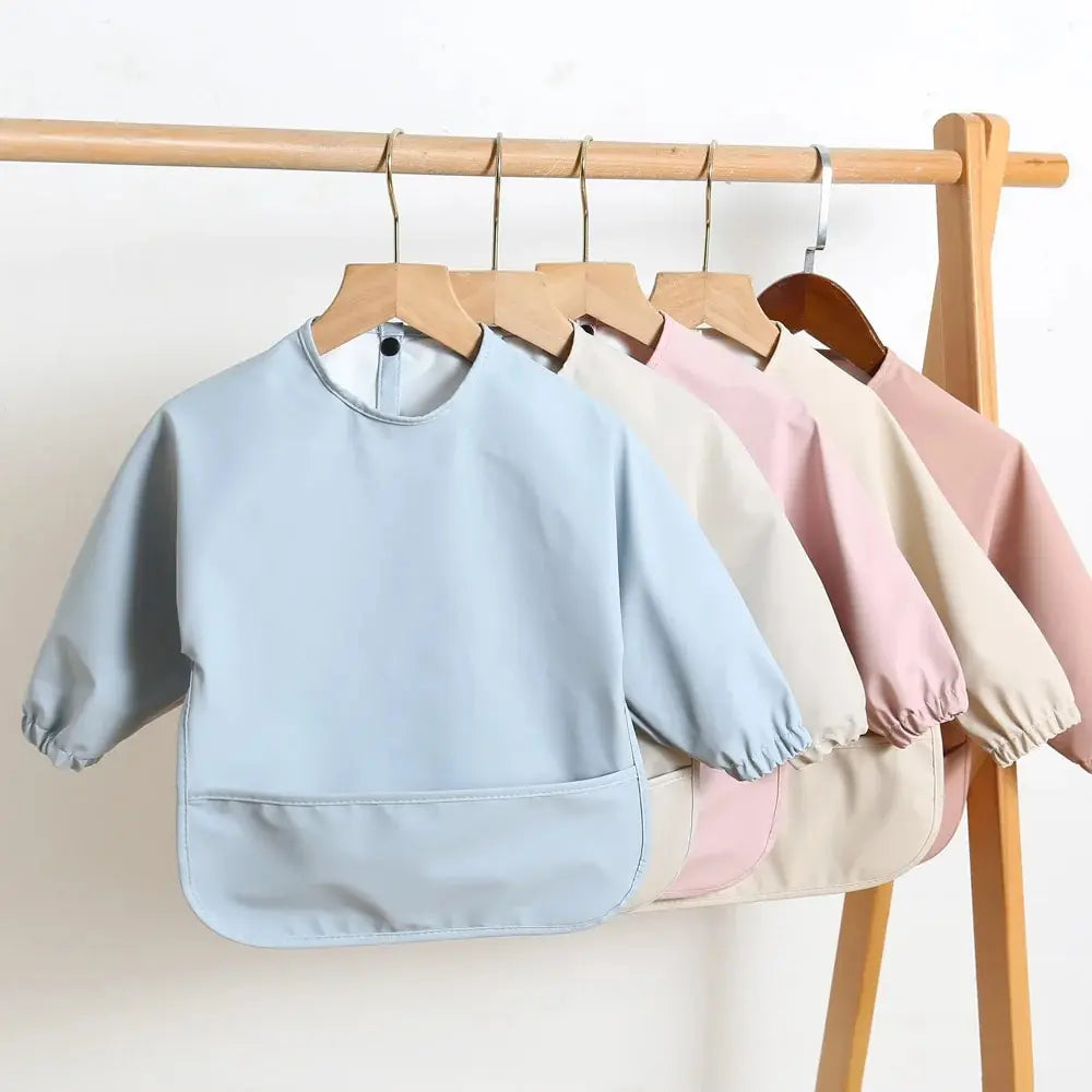 Cotton Long-Sleeve Baby Feeding Bib Smock - Kindle Kids ABC