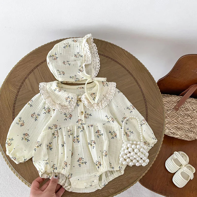 Floral Lace Cotton Baby Romper - Kindle Kids ABC