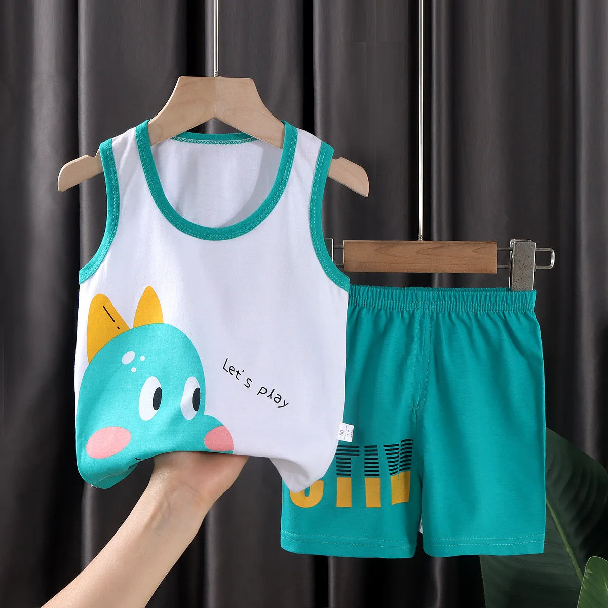 Kids summer sleeveless cotton vest and shorts set, ages 9M-8Y - photo 8