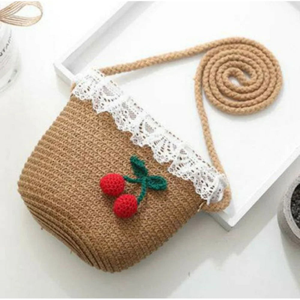 Girls' Straw Crossbody Bag — Natural Woven — photo 19