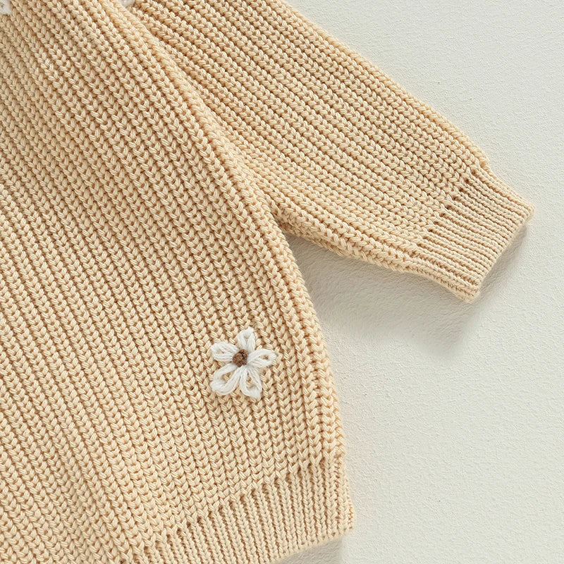 Baby Girl Knit Flower Sweater — Soft Pullover Knitwear | 0–7Y