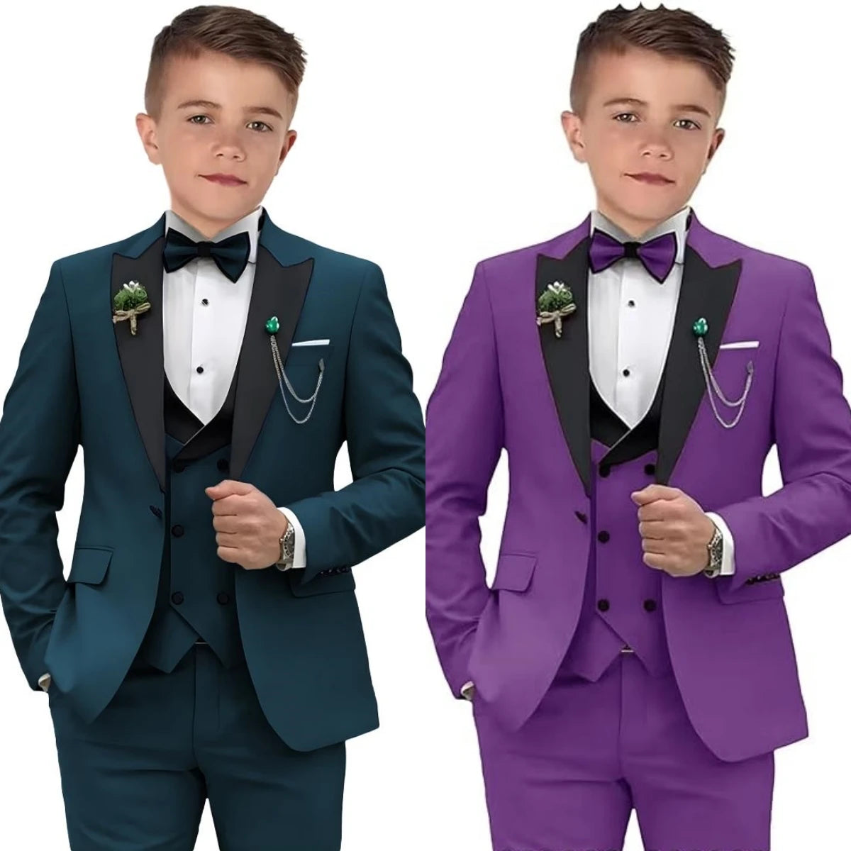 Boys 3-Piece Tuxedo Suit – Notch-Lapel Blazer Set | 3T–14Y - photo 3