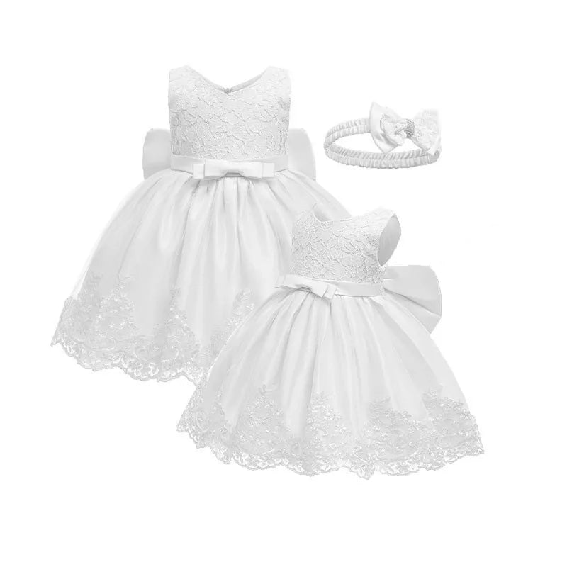 Baby Girls' Lace Christening Dress with Bow Headband - Kindle Kids ABC - view 5
