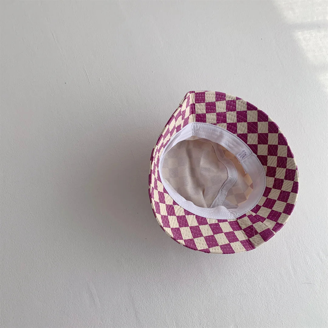 Kids checkerboard bucket sun hat for boys and girls