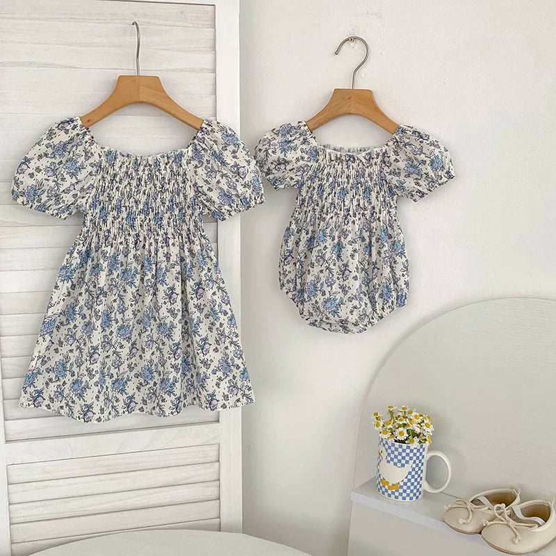Girls Vintage Beach Dress — Cotton Floral Sister Set | 3M-6Y - photo 3