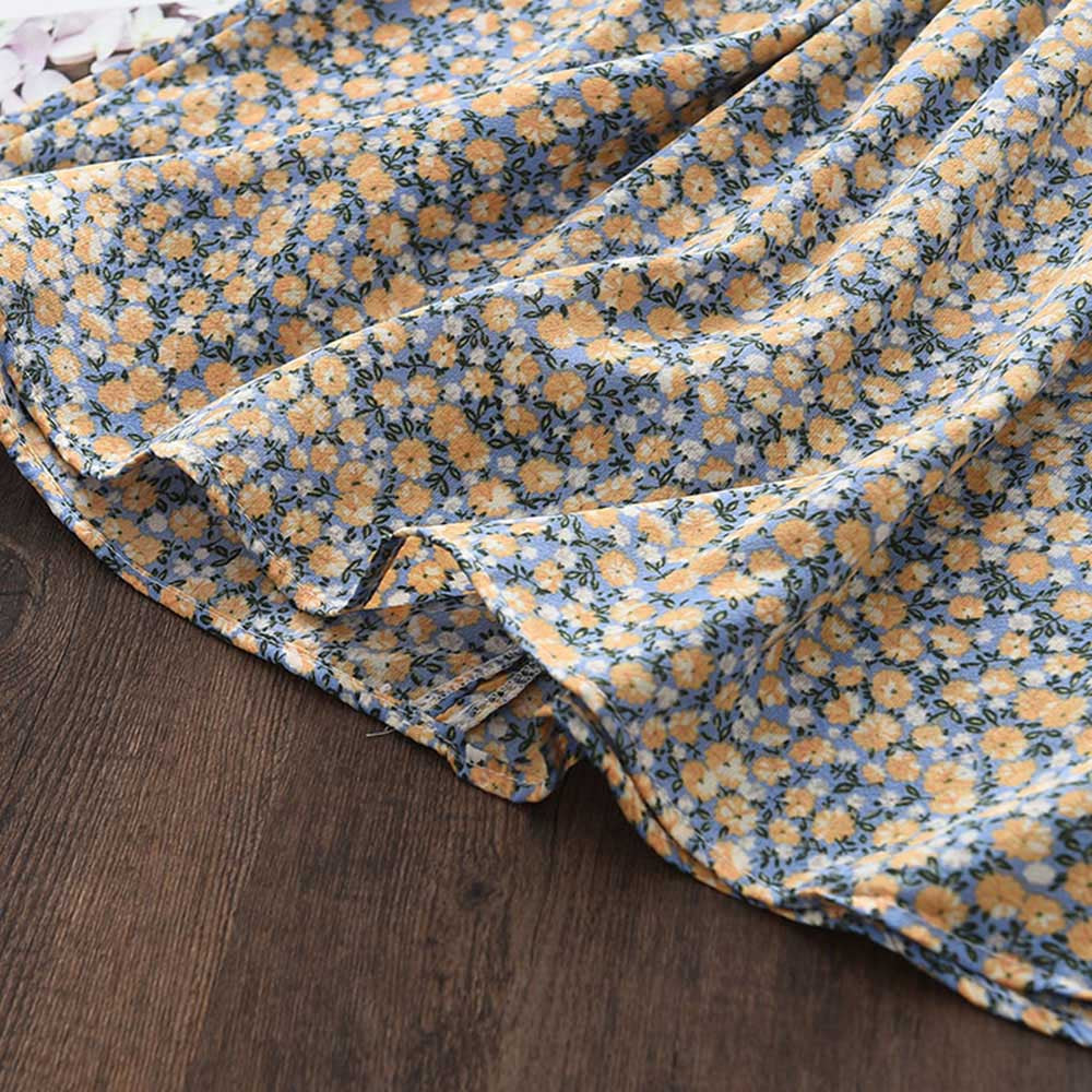 Girls Floral Summer Dress – Bow Peter Pan Collar A-Line Princess Dress