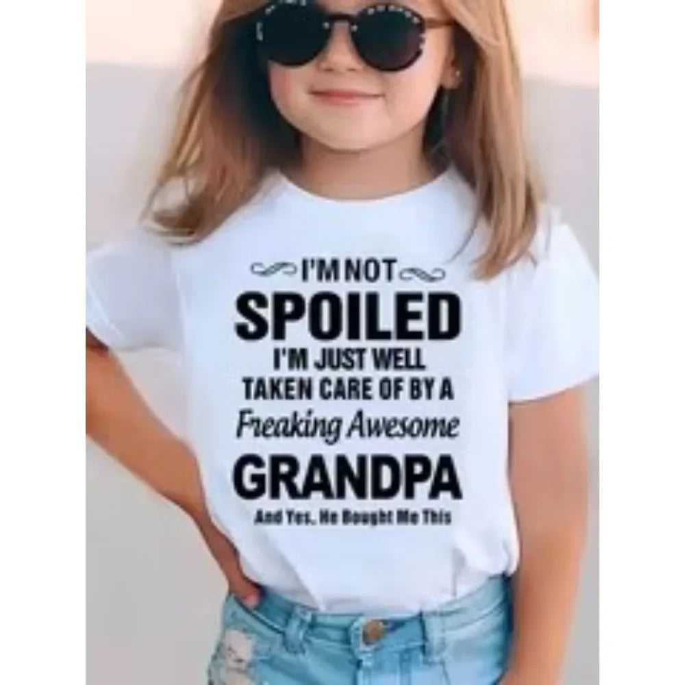 Kids Cotton Letter Print T-Shirt - Casual Unisex Short Sleeve Summer 2-10Y - photo 4