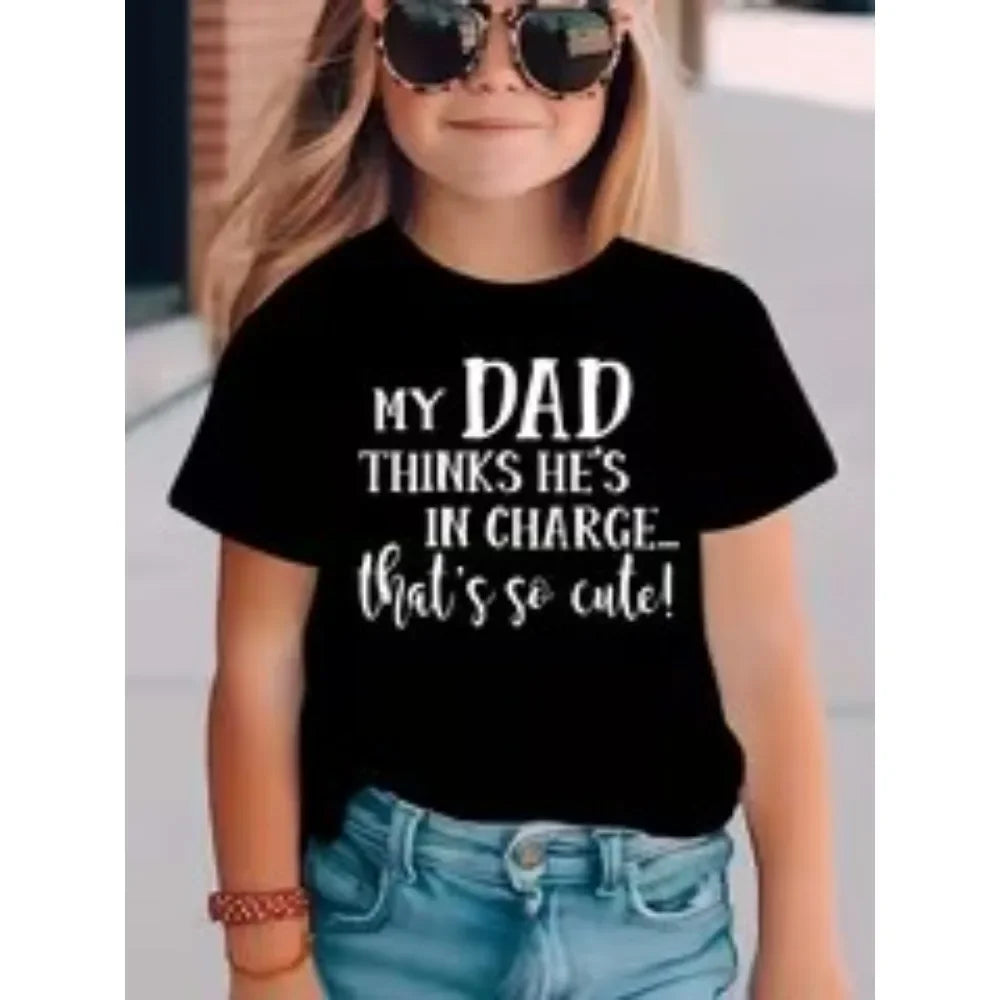 Kids Cotton Letter Print T-Shirt - Casual Unisex Short Sleeve Summer 2-10Y - photo 1