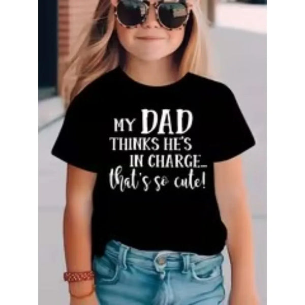 Kids Cotton Letter Print T-Shirt - Casual Unisex Short Sleeve Summer 2-10Y - photo 1